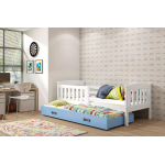 Jednolôžková posteľ Kubus3 Biela pre teenagerov 160x80 s matracom, rozkladacia - modrá